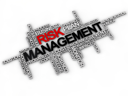 risk management in large text and associated words in small text 