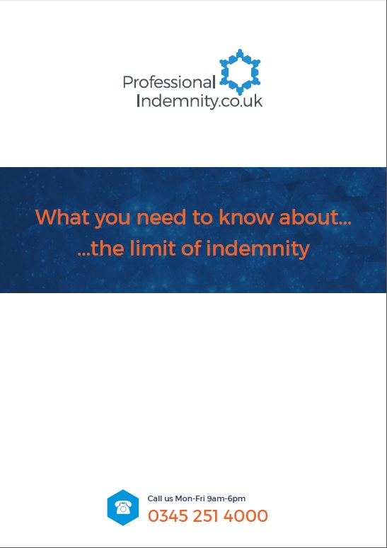 Front cover of the guidance note about the limit of indemnity