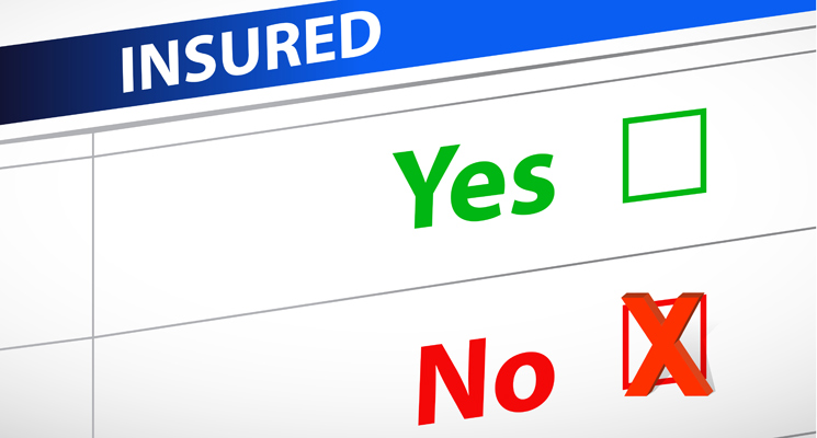 the word insured with tick box options yes or no